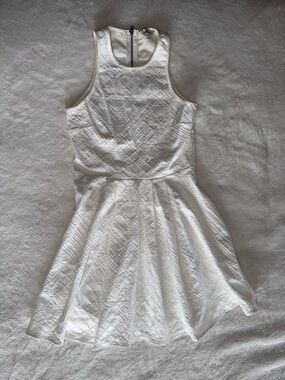 Parker Cream Textured Fit-and-Flare Mini Dress